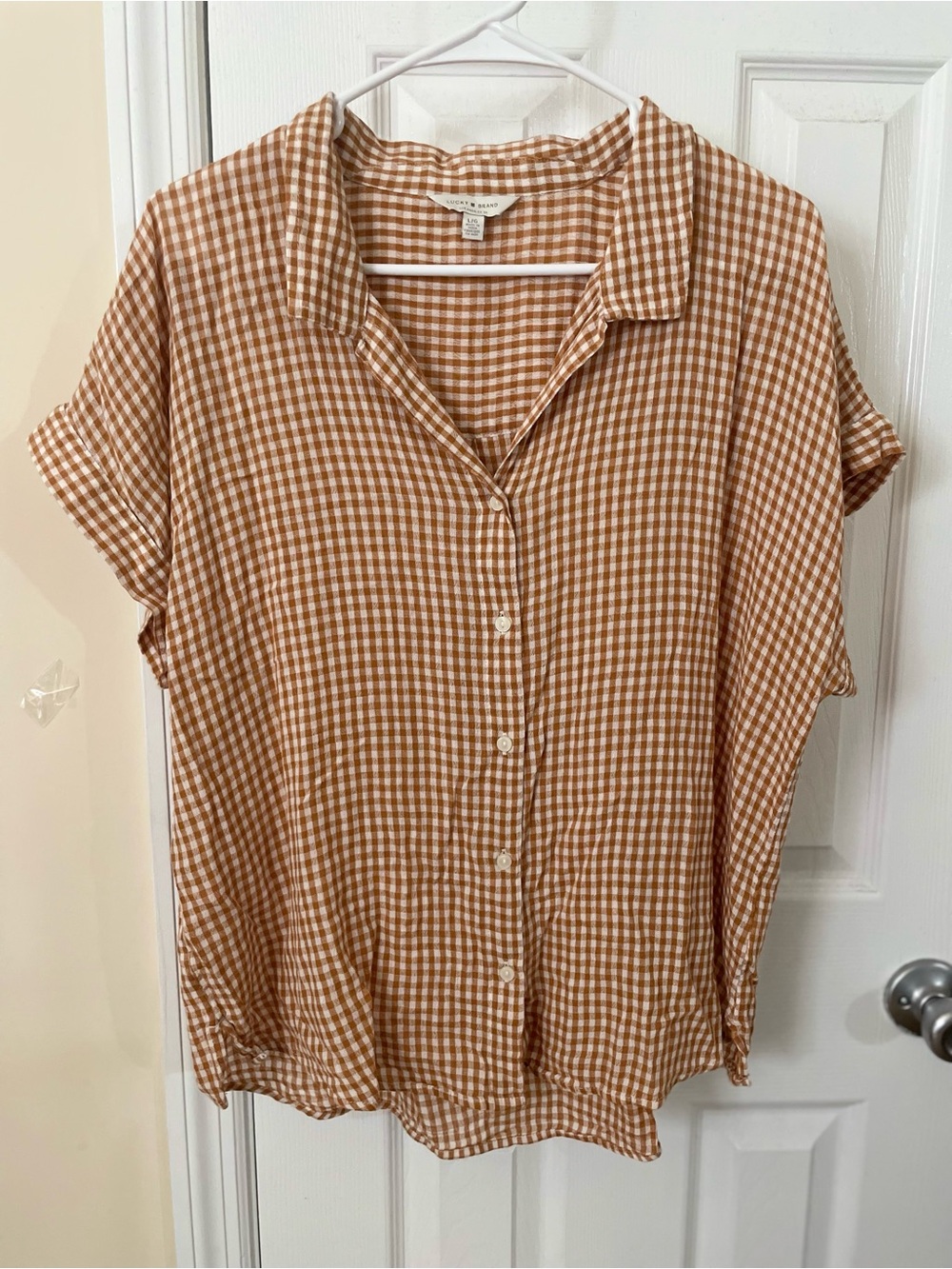 Lucky Brand Gingham Button-Down Top